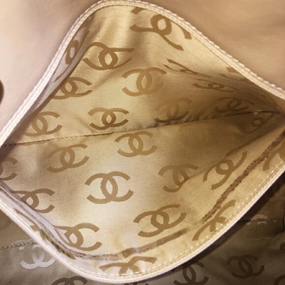 CHANEL CC Wild Stitch Vintage Quilted Shoulder Bag Tote Lambskin Light Beige - Picture 10 of 16